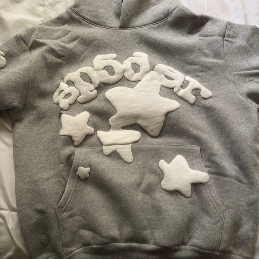 Kids Gray Hoodie with White Star Design